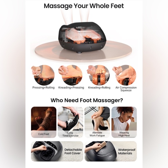 Renpho Foot Massager Machine with Heat, Timer | White | Excellent Condition - Picture 3 of 11